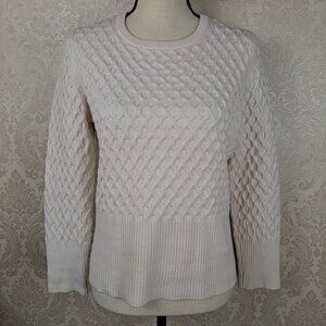 Catherine Malandrino Size Large Cream Colored Honeycomb Pattern Sweater EUC